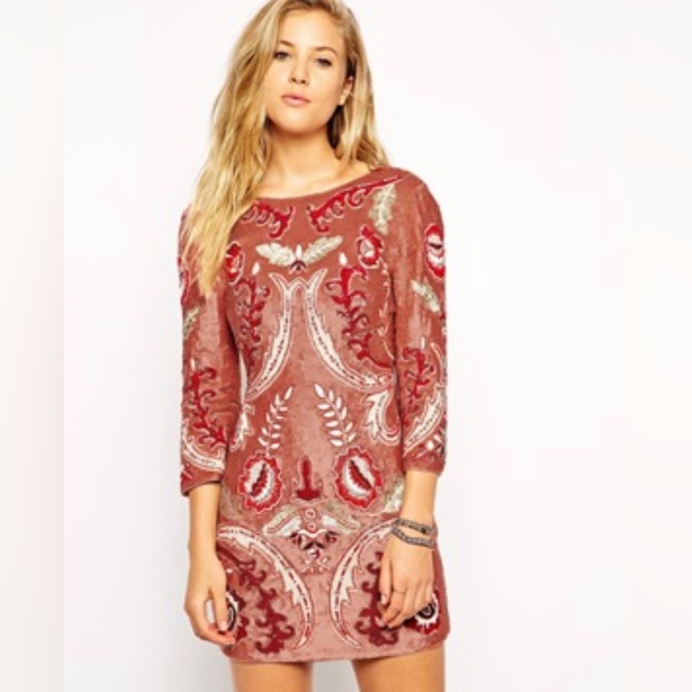 Needle & Thread NEW Embellished Tapestry Motif Mini Dress Sequin Size US 8